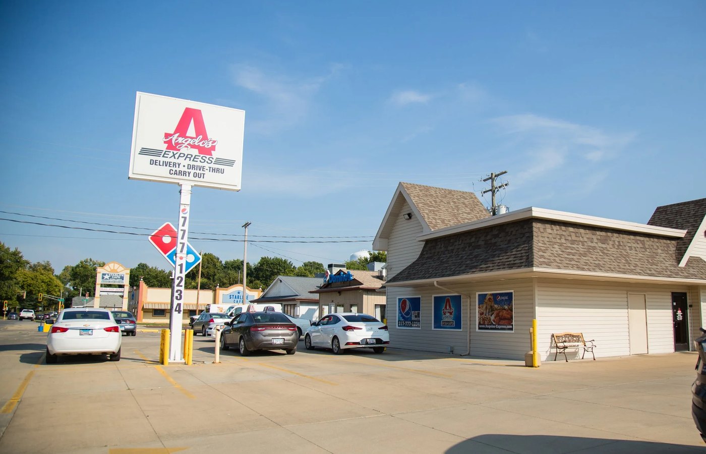 Angelo's Express storefront in Taylorville, Illinois